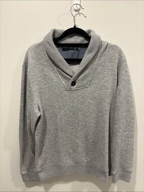 Mens Shawl Collar Button Pullover Sweater - Gray